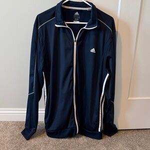 Adidas Men’s Dark Blue Zip-Up Jacket with White Trim XL